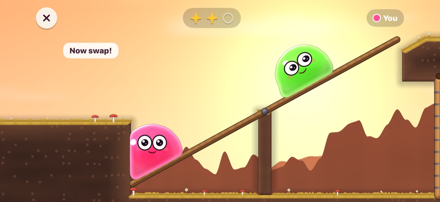 Two jellies working a see-saw together